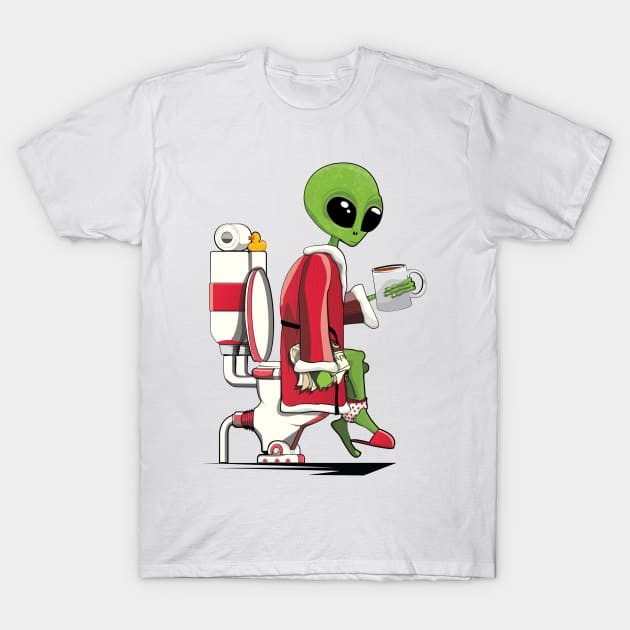 Alien on the Toilet T-Shirt by InTheWashroom